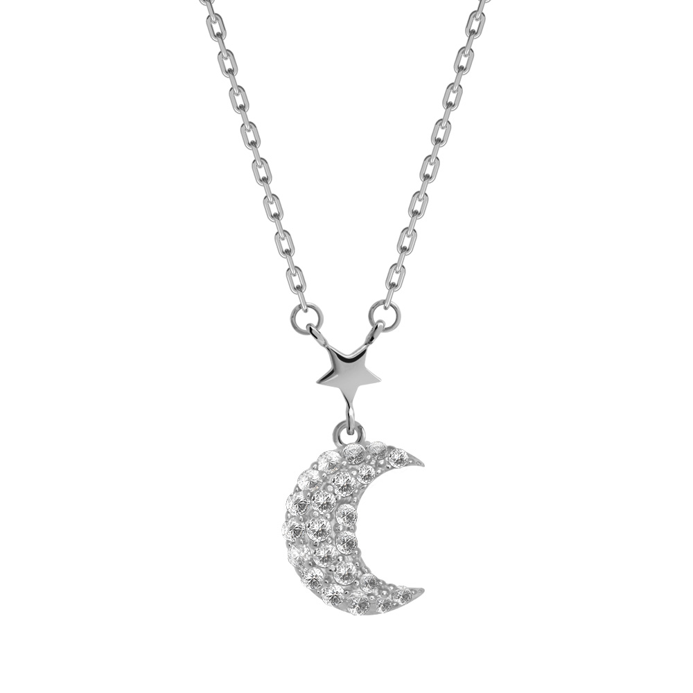 Picture of Juvenis Crescent Star Silver Necklace JLJ-AS21N0421A-SS-NL