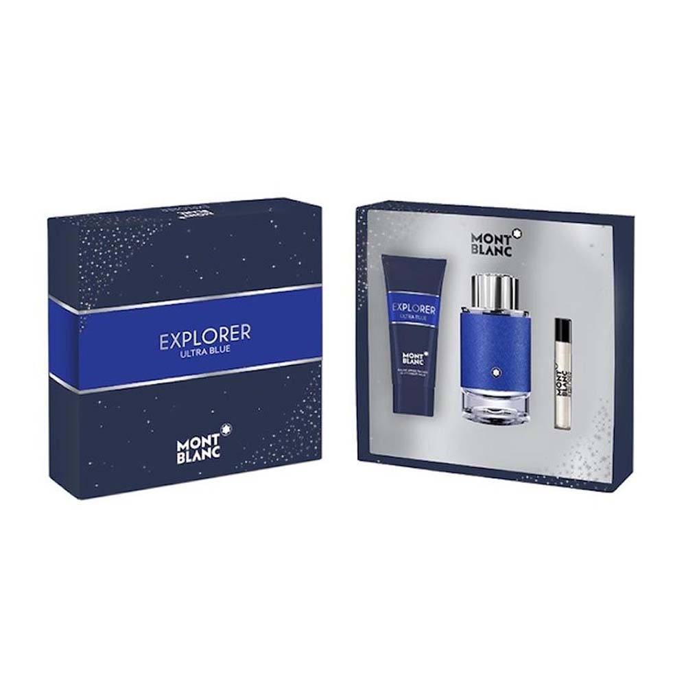 Picture of Mont Blanc Explorer Ultra Blue For Men EDP 100ml+ 7.5ml Mini + 100ml Shower Gel Set