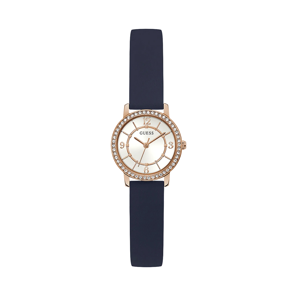 Picture of Guess Rose Gold Tone Case Navy Silicone Watch GW0469L2