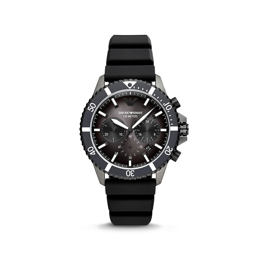 Picture of Emporio Armani Chronograph Black Silicone Watch AR11515