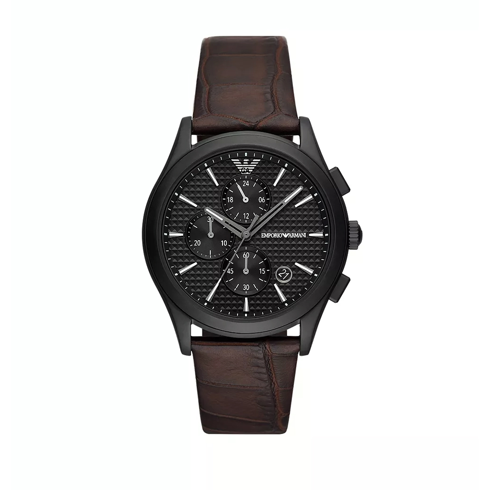 Picture of Emporio Armani Chronograph Brown Leather Watch AR11549