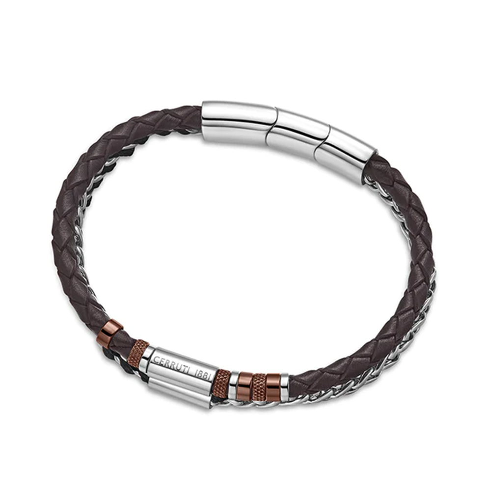 Picture of Cerruti 1881 Alto Men Silver Brown Bracelets CIAGB2023003