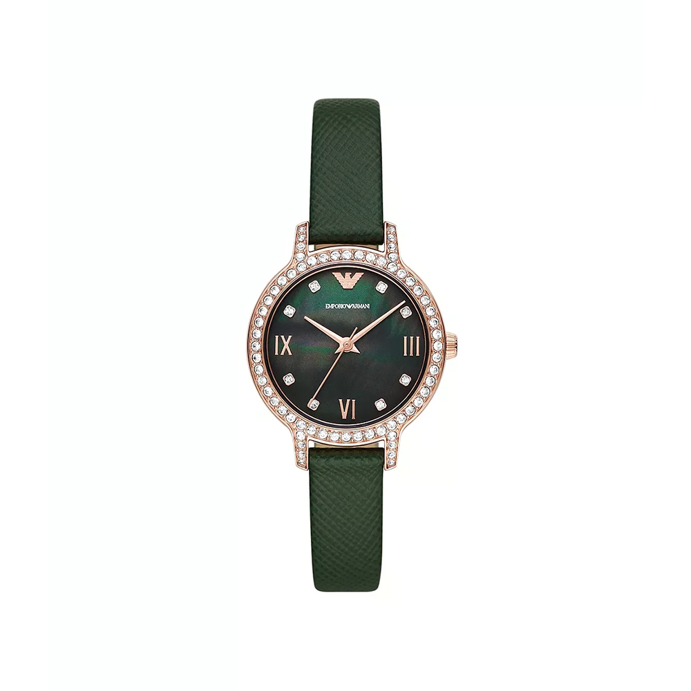 Picture of Emporio Armani Three-Hand Green Leather Watch AR11577