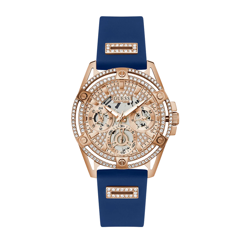 Picture of Guess Ladies Blue Rose Gold Tone Multi-function Watch GW0536L5