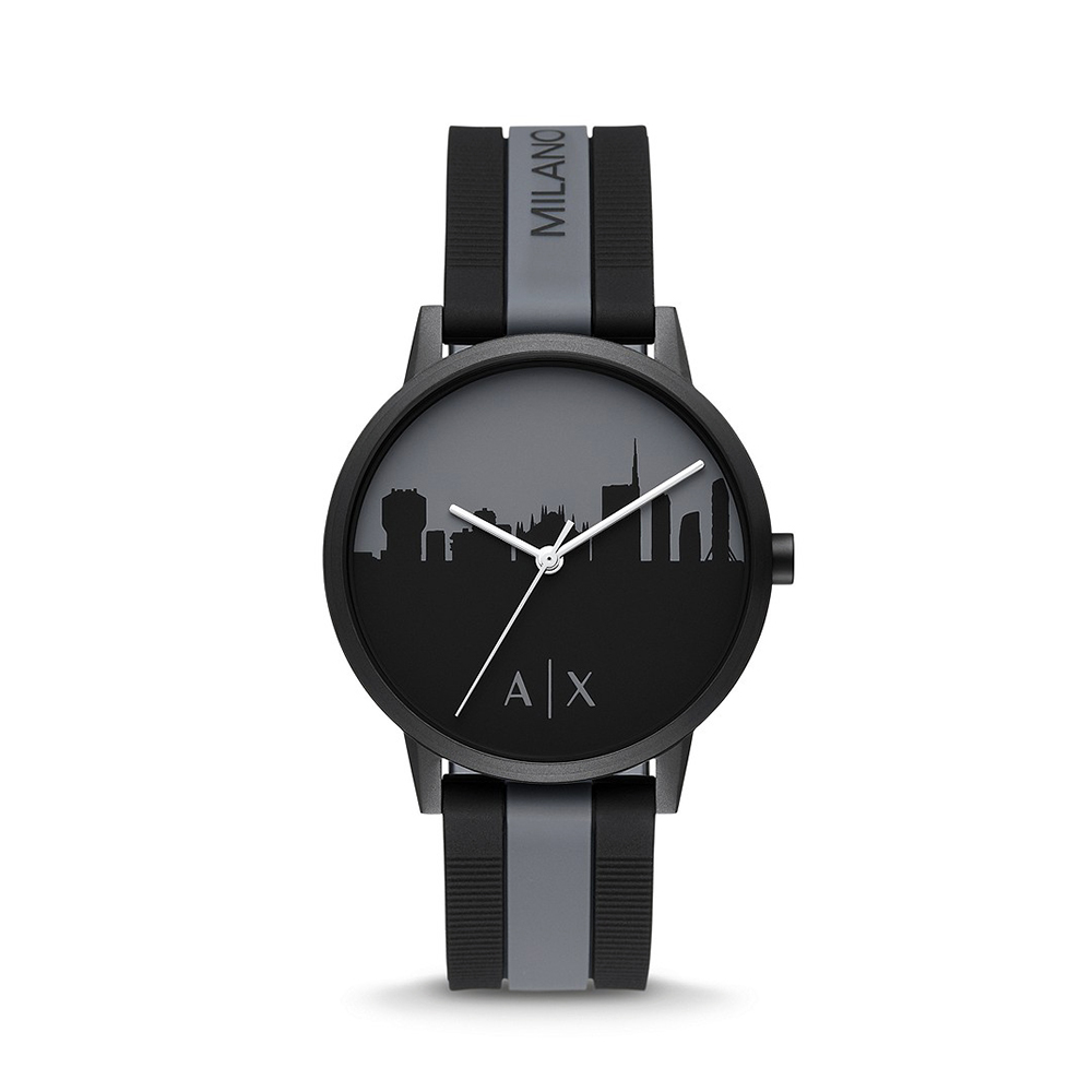 Picture of Armani Exchange Three-Hand Black and Grey Silicone Watch AX2742