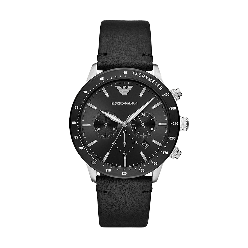 Picture of Emporio Armani Men's Chronograph Black Leather Watch AR11243