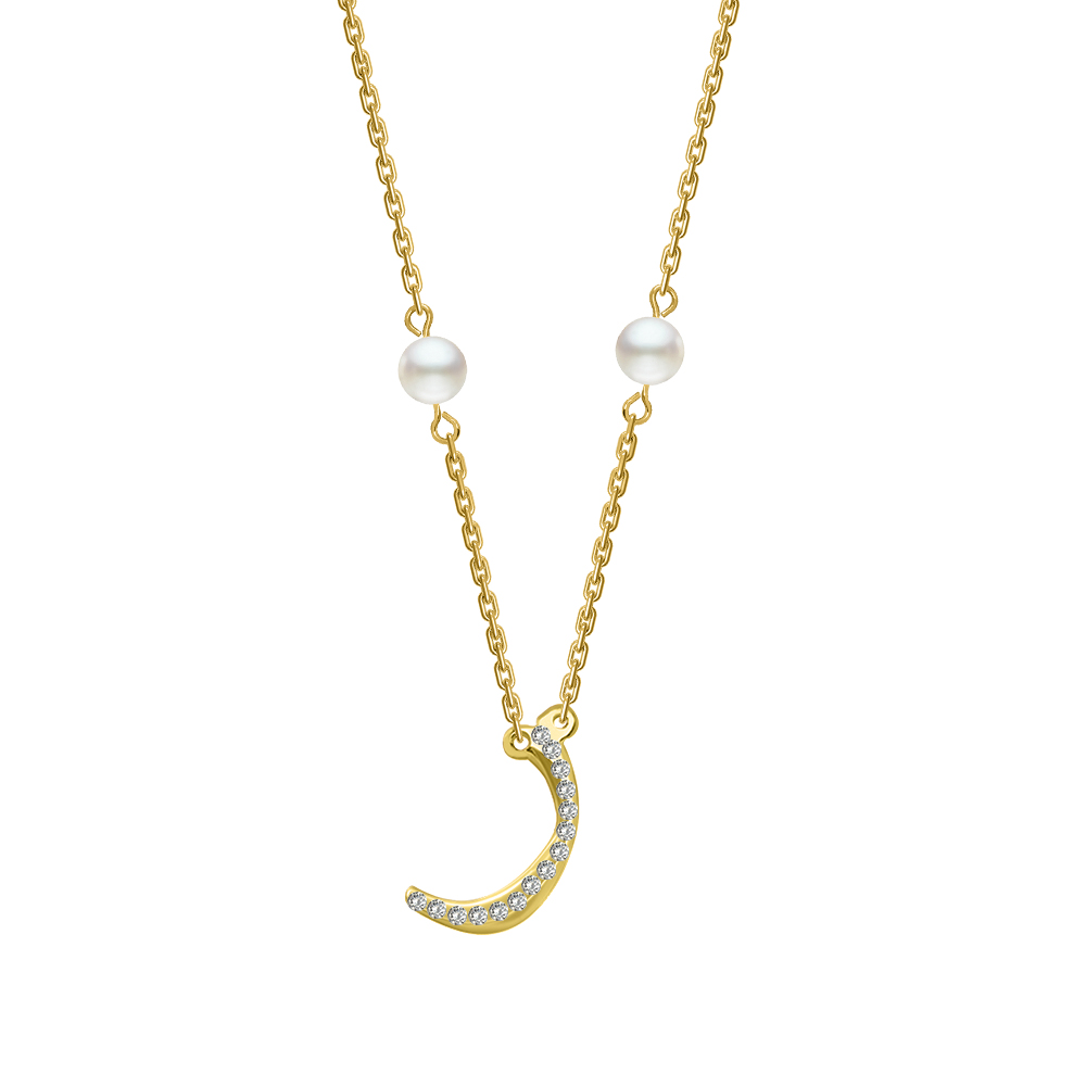 Picture of Juvenis "Ø±" Arabic Letter Zirconed Necklace JLJ-MN0003CZ-G