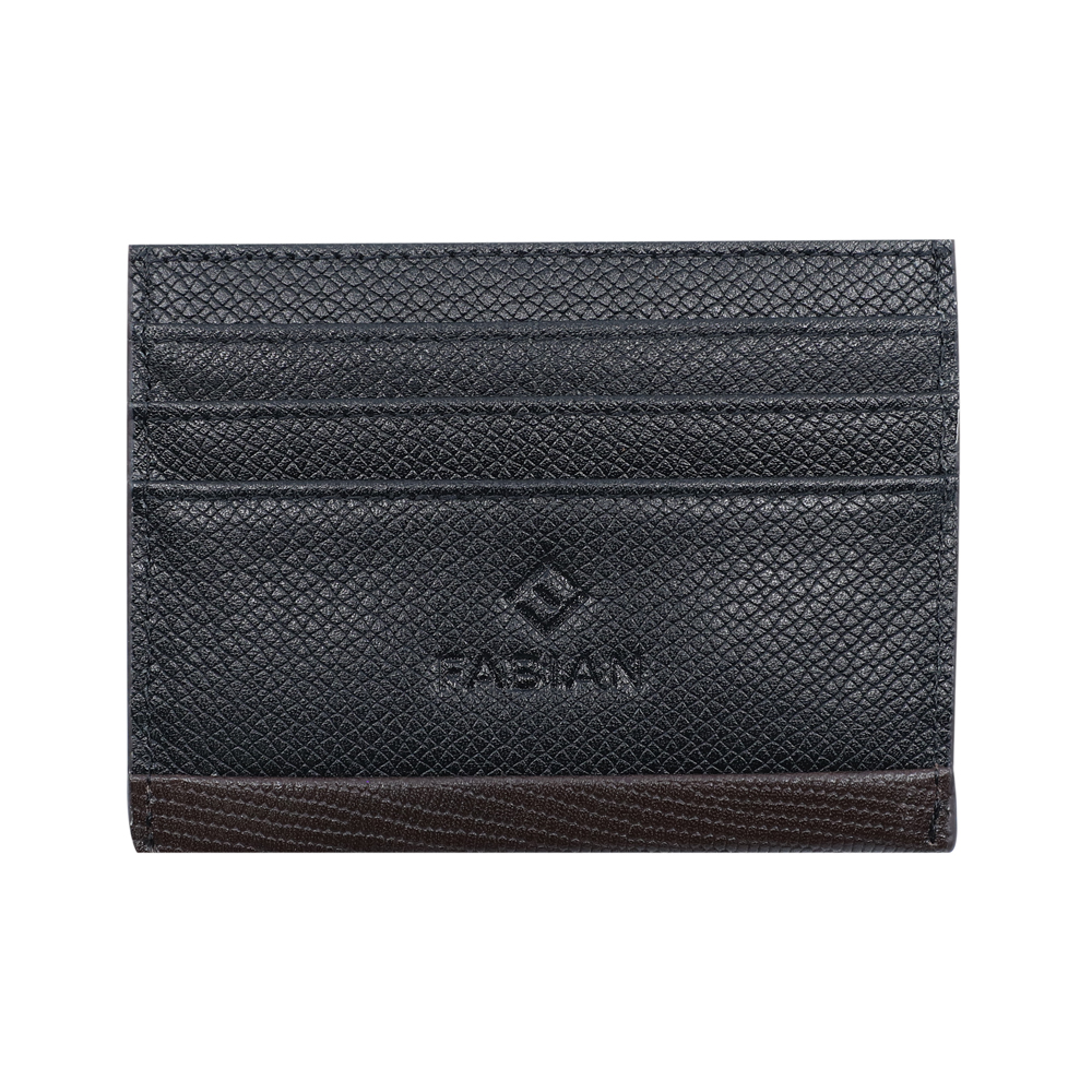 Picture of Fabian Leather Black/Brown Card Holder For Men - FMWC-SLG17-BNBR